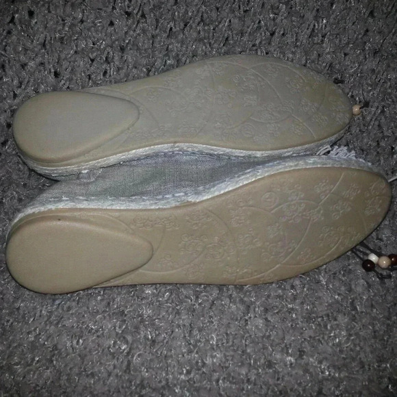 DAVID TYLER-Gold Fabric Espadrilles w/Pom Poms - Picture 7 of 7